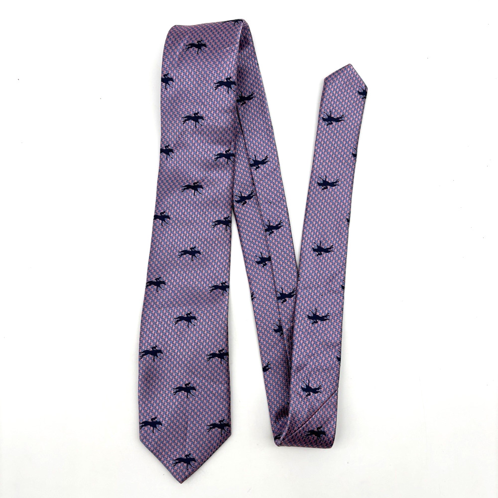 Vintage IKE Boys by Ike Behar Lavender Blue Houndstooth Cowboy Horse Necktie 42"